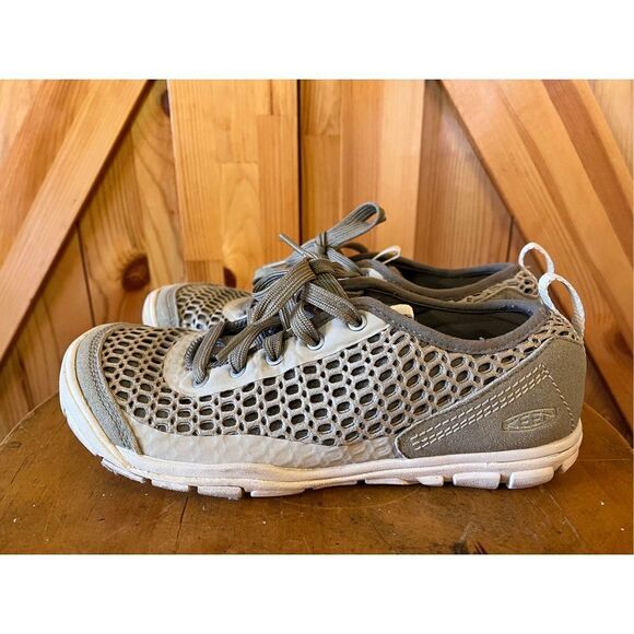 Keen Mercer Lace II CNX Sneaker Women Size 6.5 Brindle Khaki Leather Mesh - Picture 1 of 8